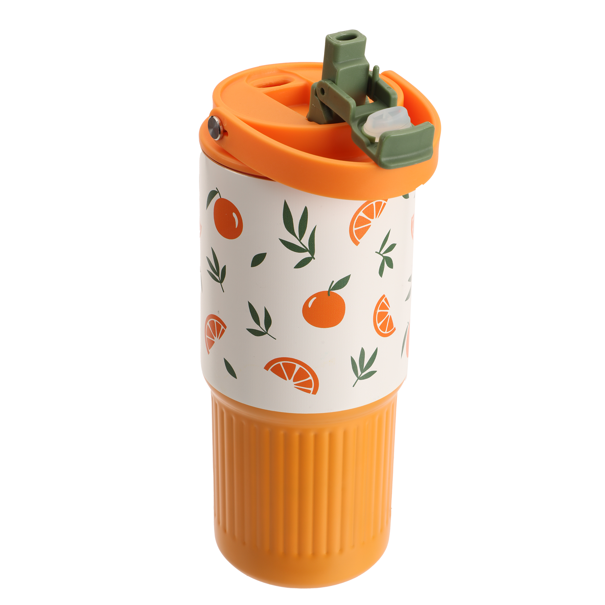 Mug de transport en inox imprimé fruits 750 ml - Orange