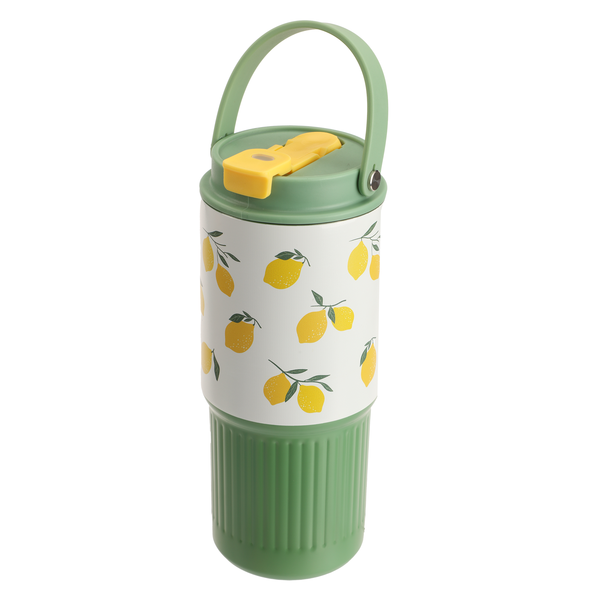 Mug de transport en inox imprimé fruits 750 ml - Jaune