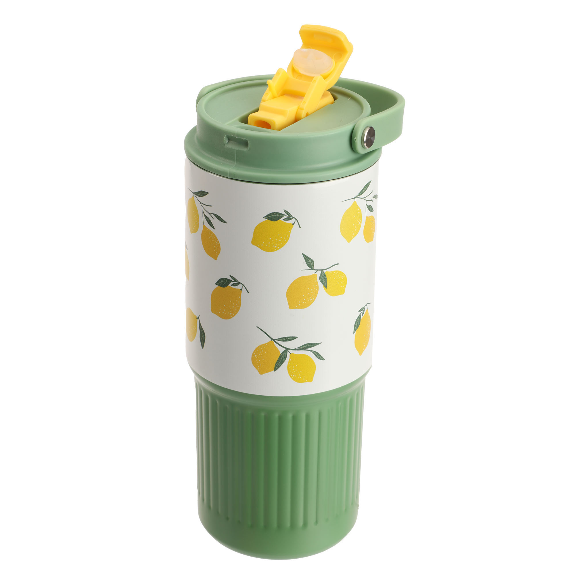 Mug de transport en inox imprimé fruits 750 ml - Jaune