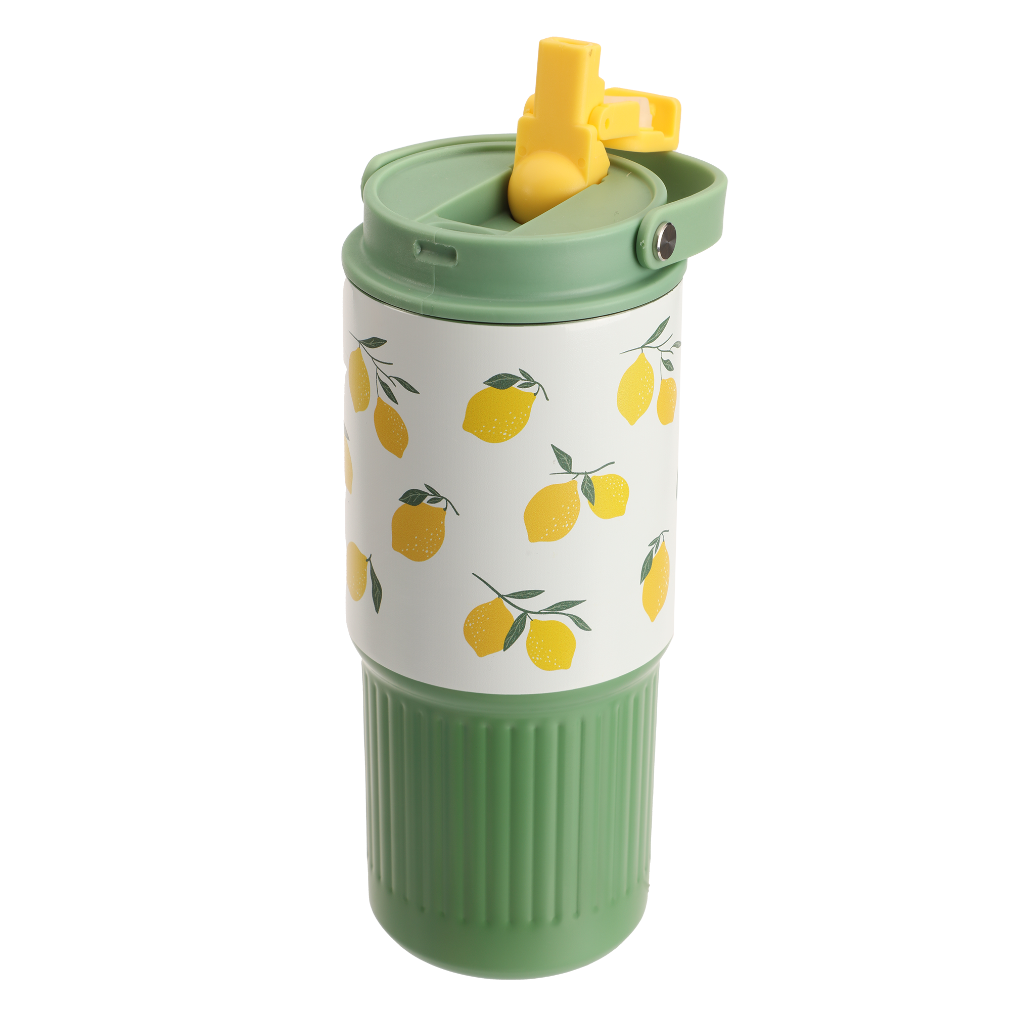 Mug de transport en inox imprimé fruits 750 ml - Jaune