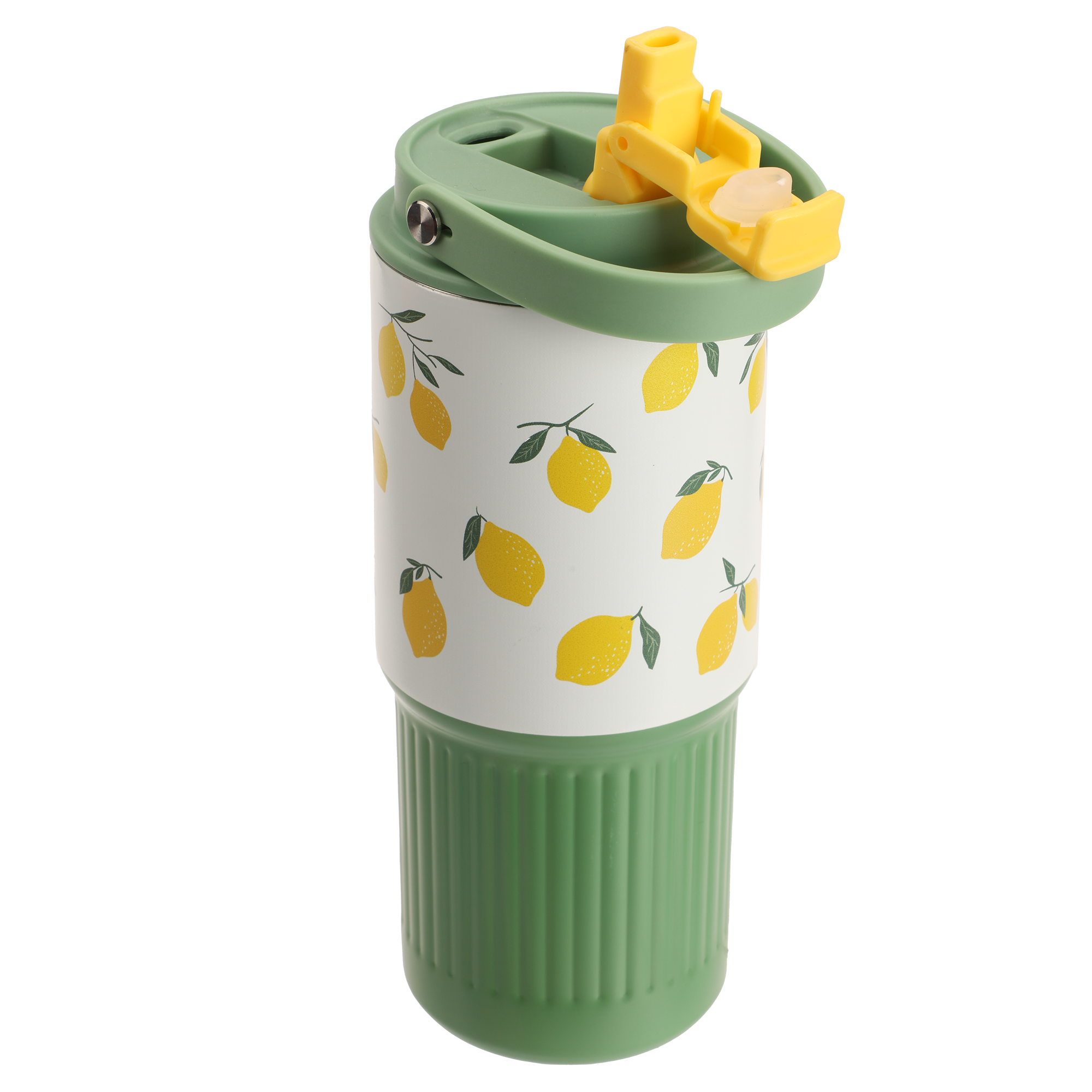 Mug de transport en inox imprimé fruits 750 ml - Jaune