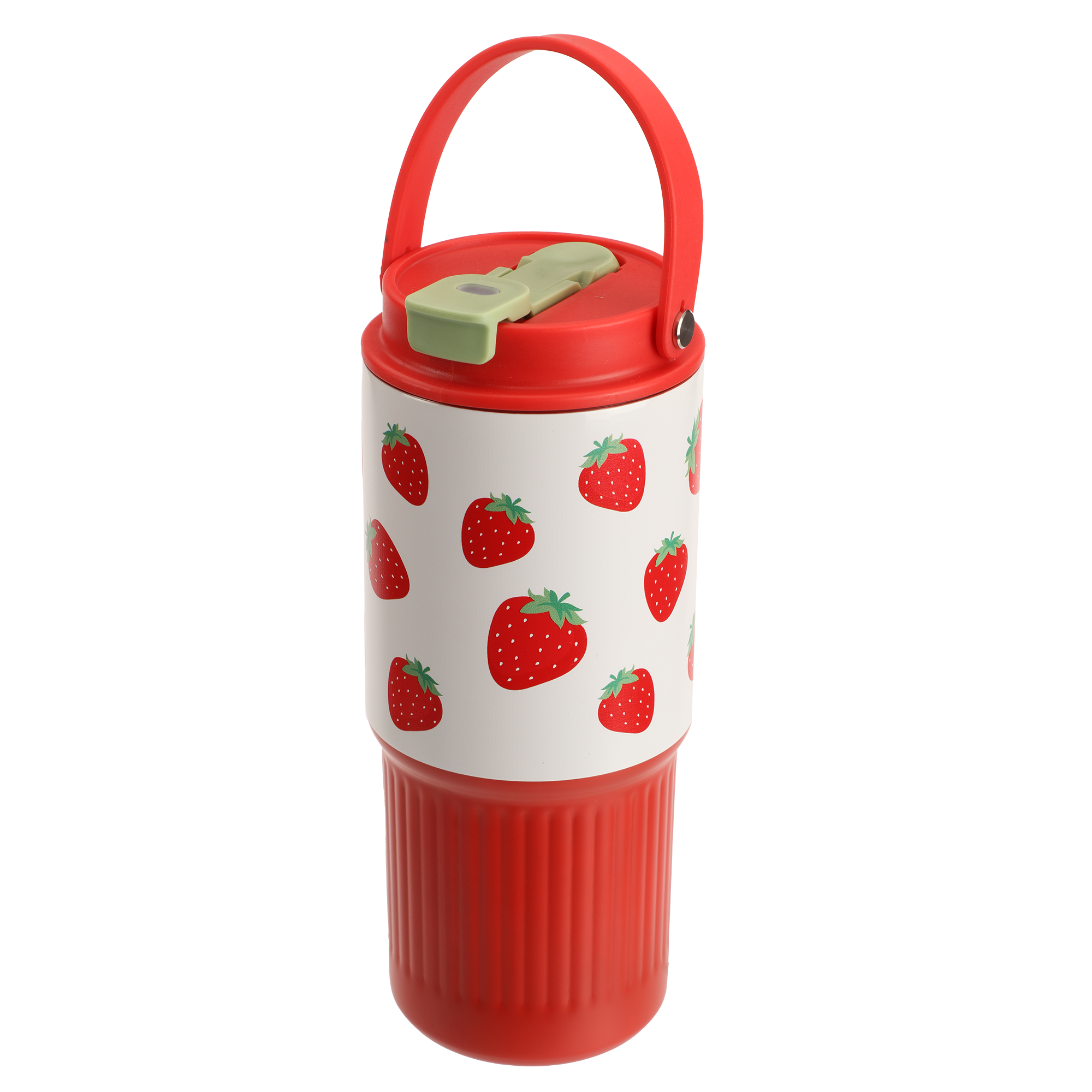 Mug de transport en inox imprimé fruits 750 ml - Rouge