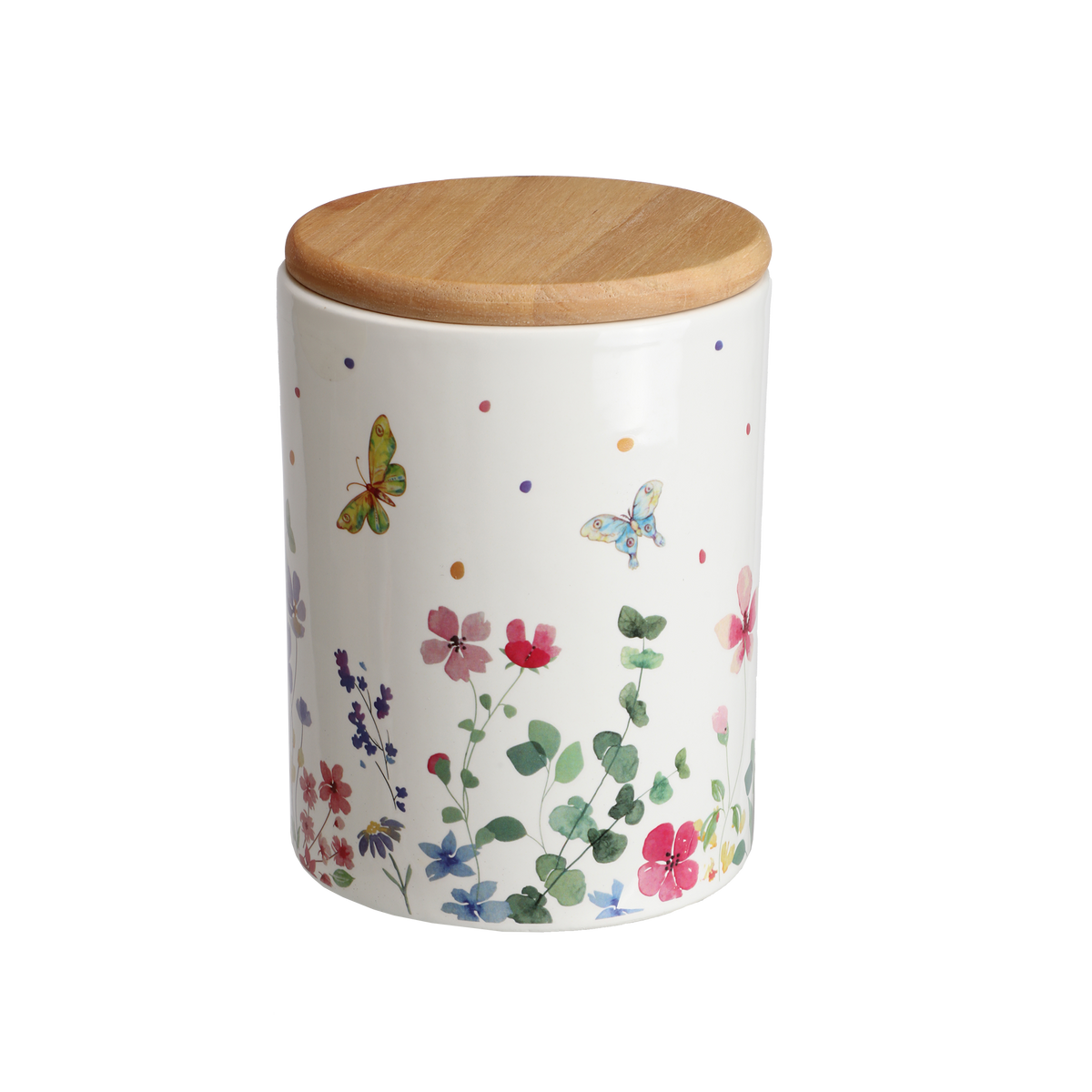 Pot en céramique à fleurs avec couvercle en bois Déclic Home – 11 × 11 × H. 15 cm