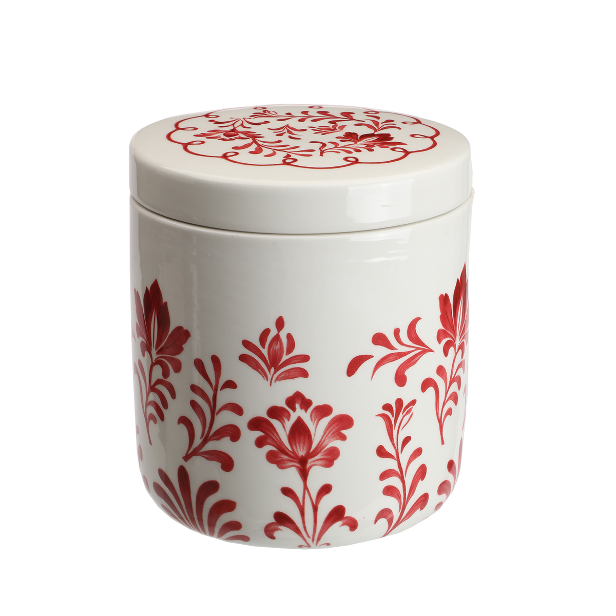 Pot en céramique avec couvercle Déclic Home – 13 × 13 × H. 15 cm, 2 coloris - Rouge