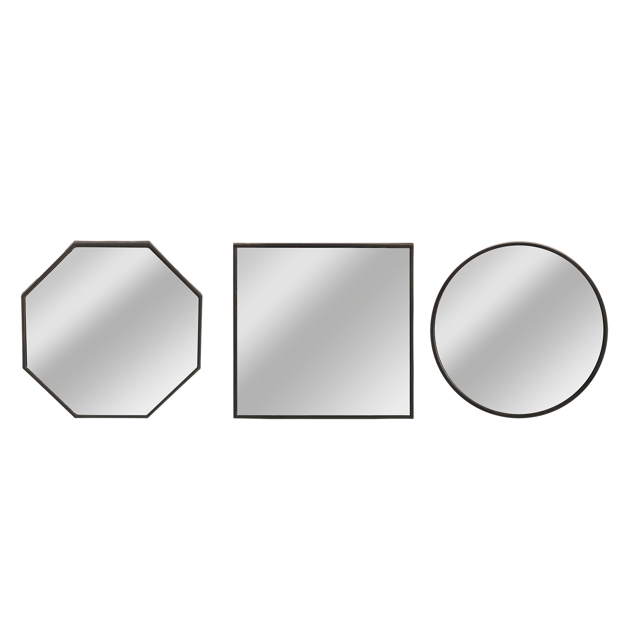 Set de 3 miroirs décoratifs noirs 25 x 25 x 2 cm