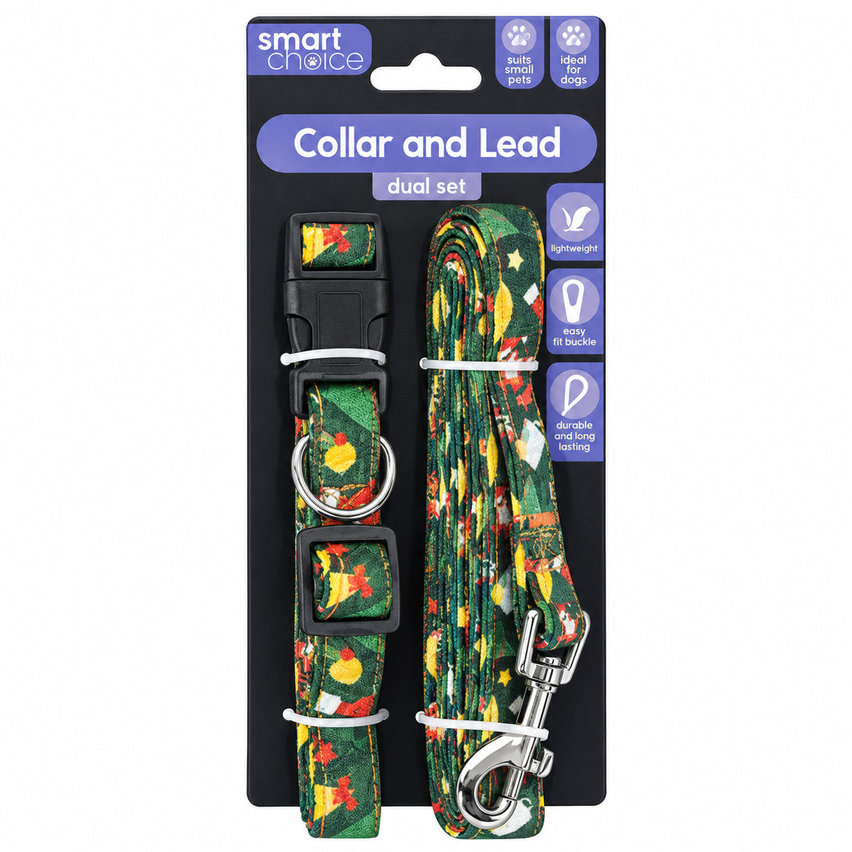 Laisse et collier de Noël pour animaux - Vert