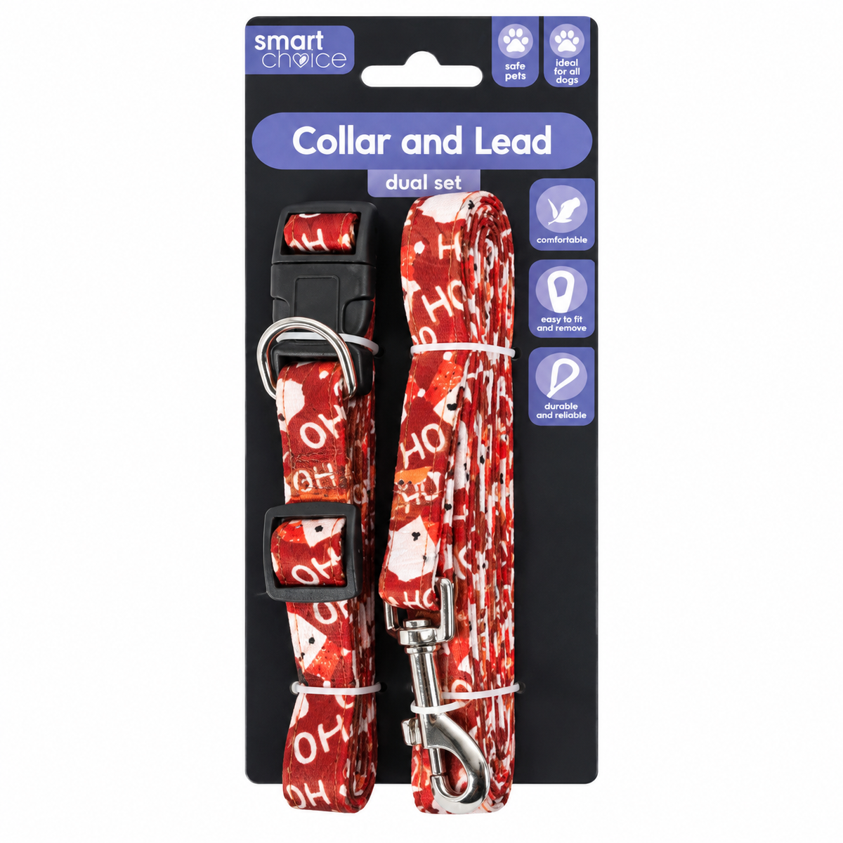 Laisse et collier de Noël pour animaux - Rouge
