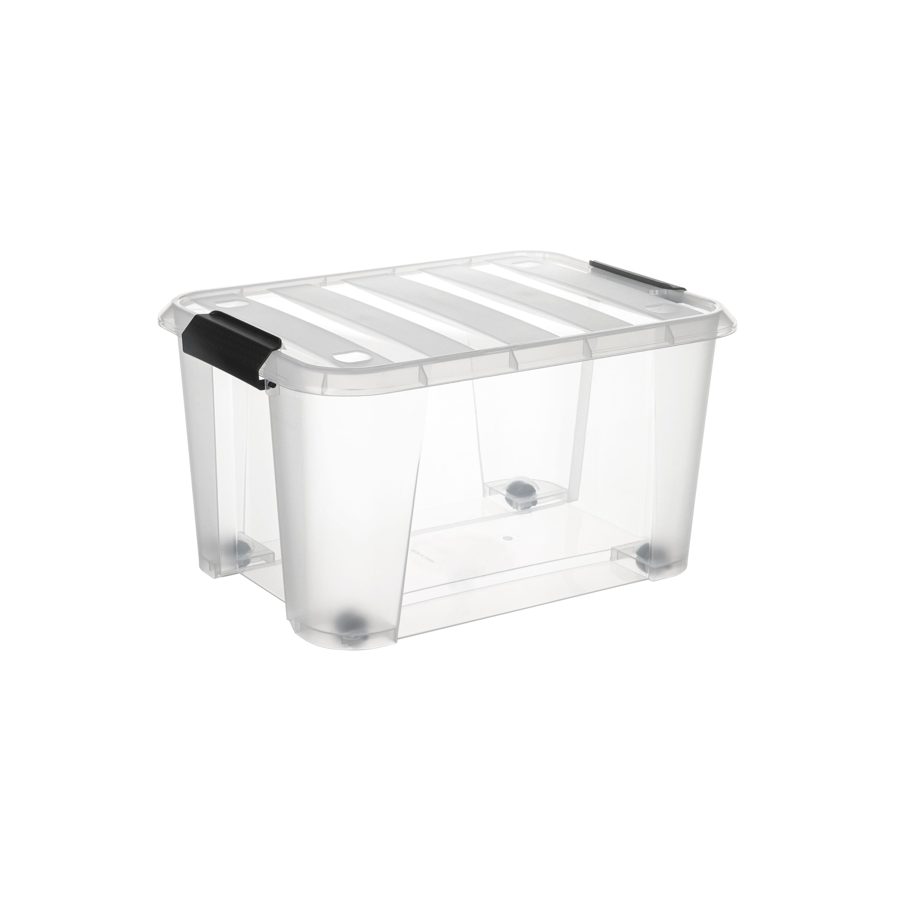 Boîte de rangement à roulettes 32L avec clips