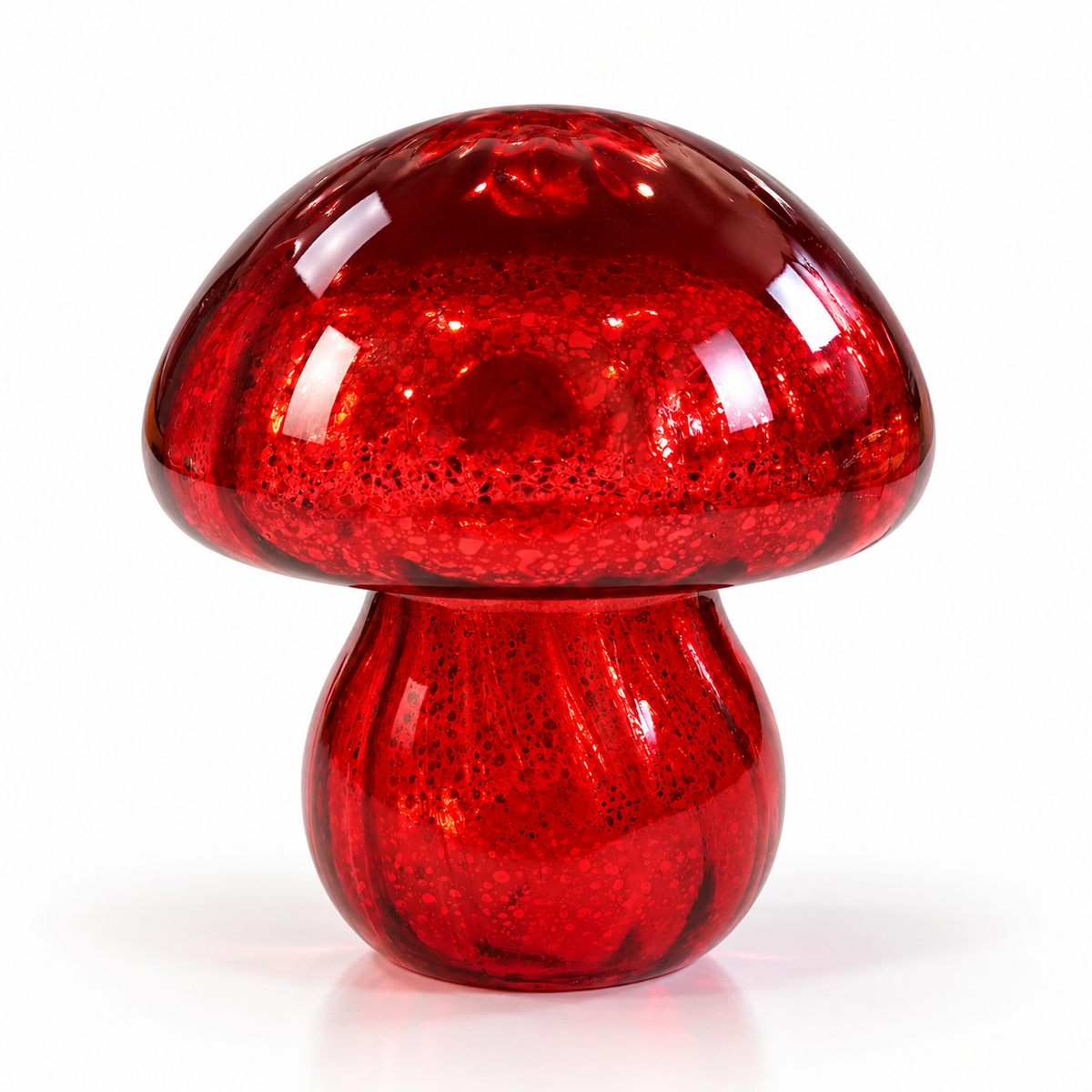 Lampe champignon en verre Déclic Home – H. 16 cm - Rouge