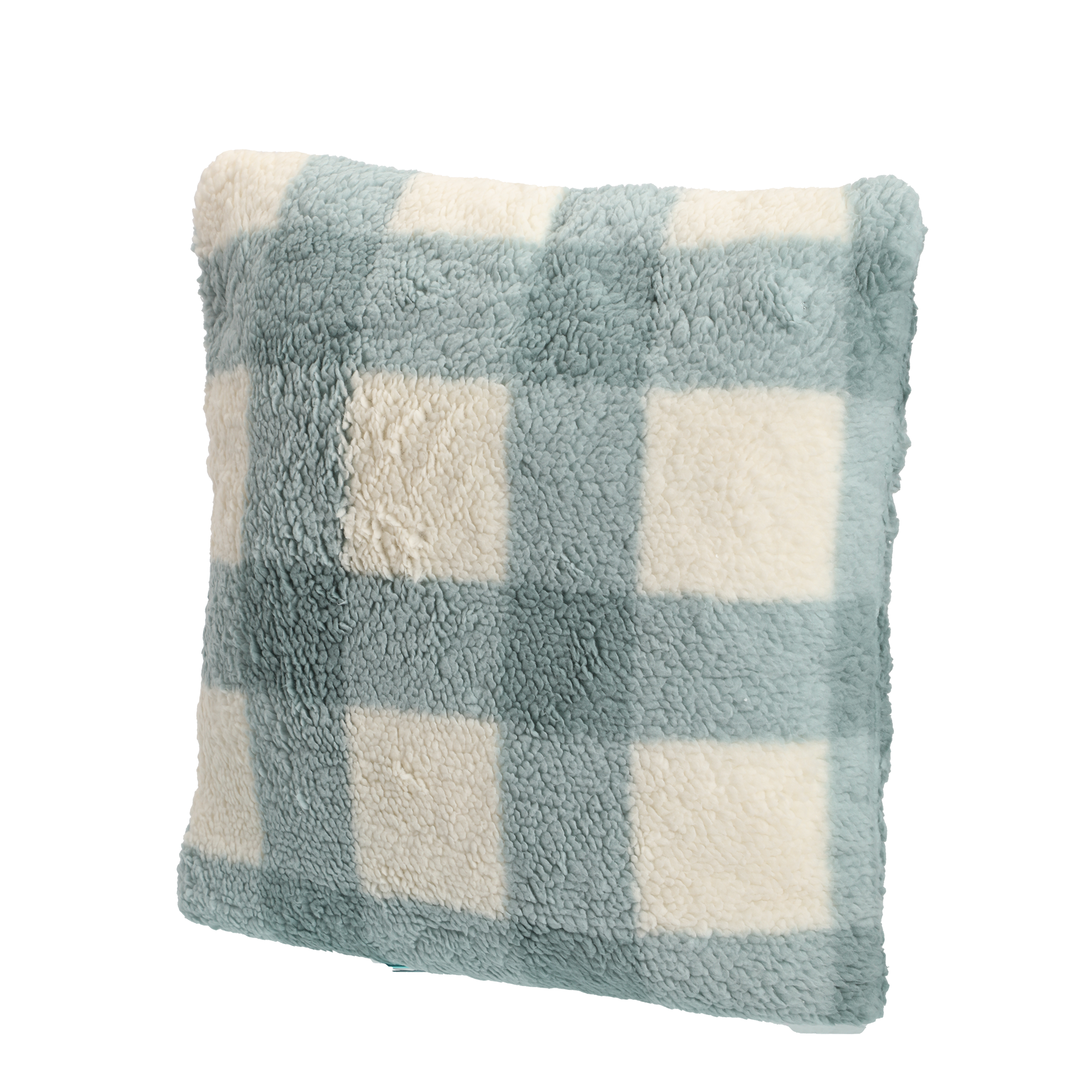 Coussin sherpa à carreaux 40x40cm