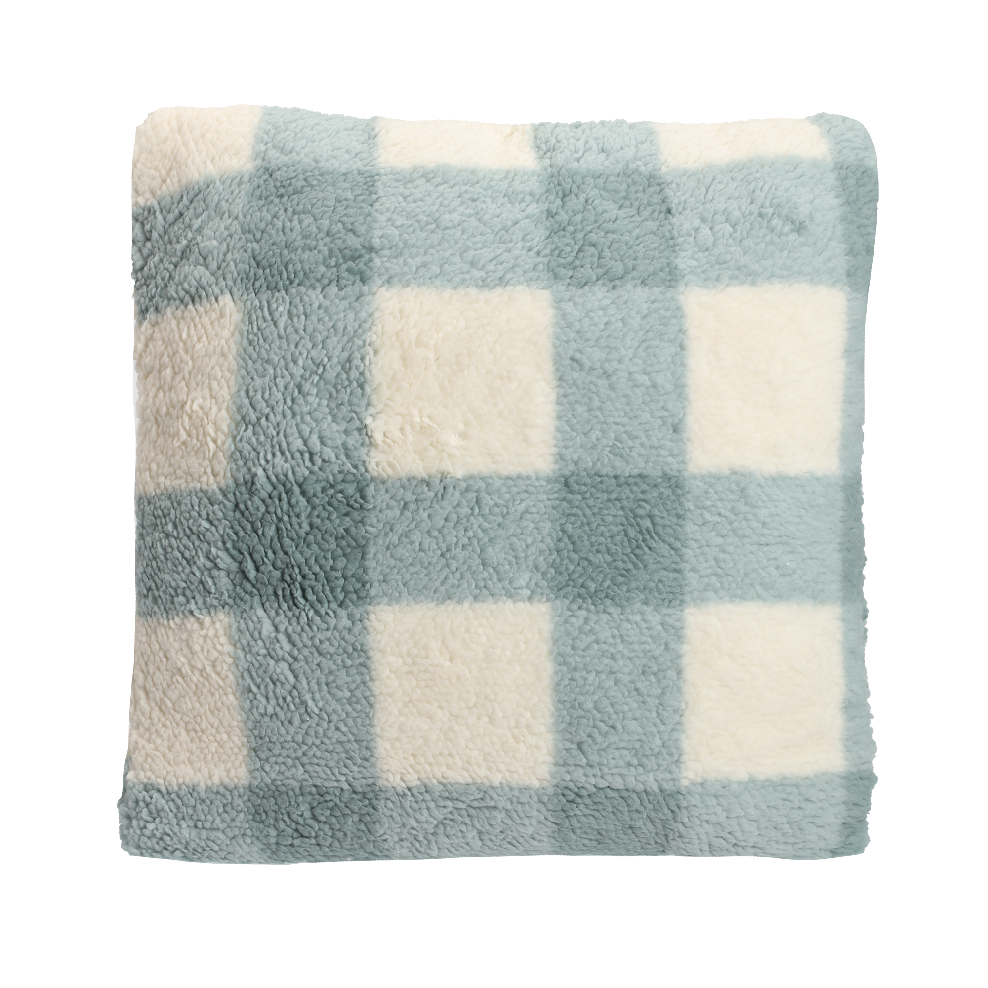 Coussin sherpa à carreaux 40x40cm
