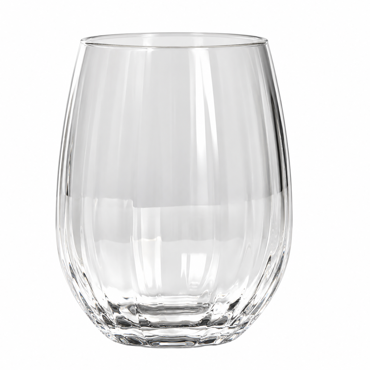 3 GOBELETS VERRES FORME BALLON RAYURES 590ML
