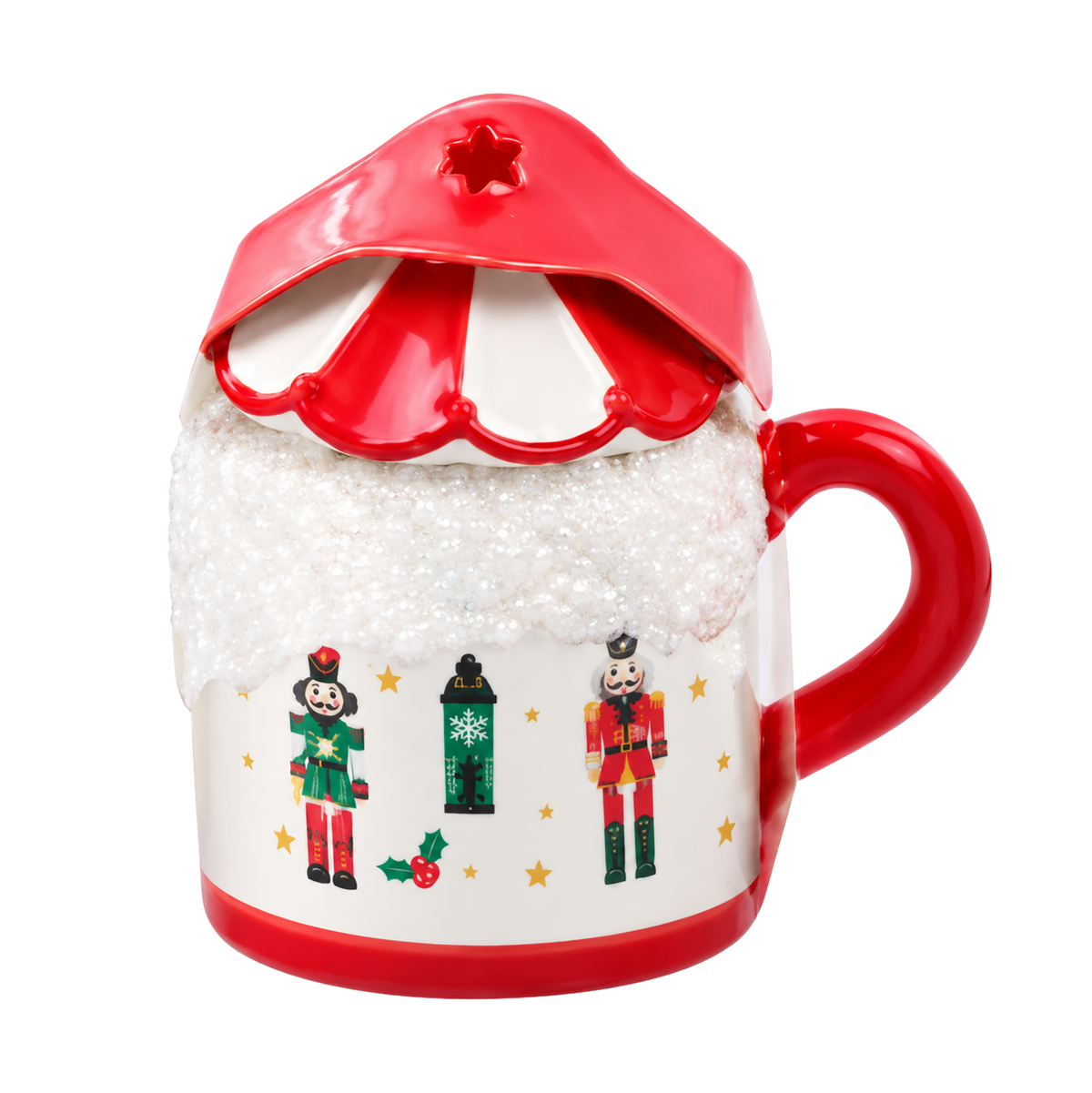 TASSE CERAMIQUE AVEC COUVERLCE DECOR NOEL 400ML