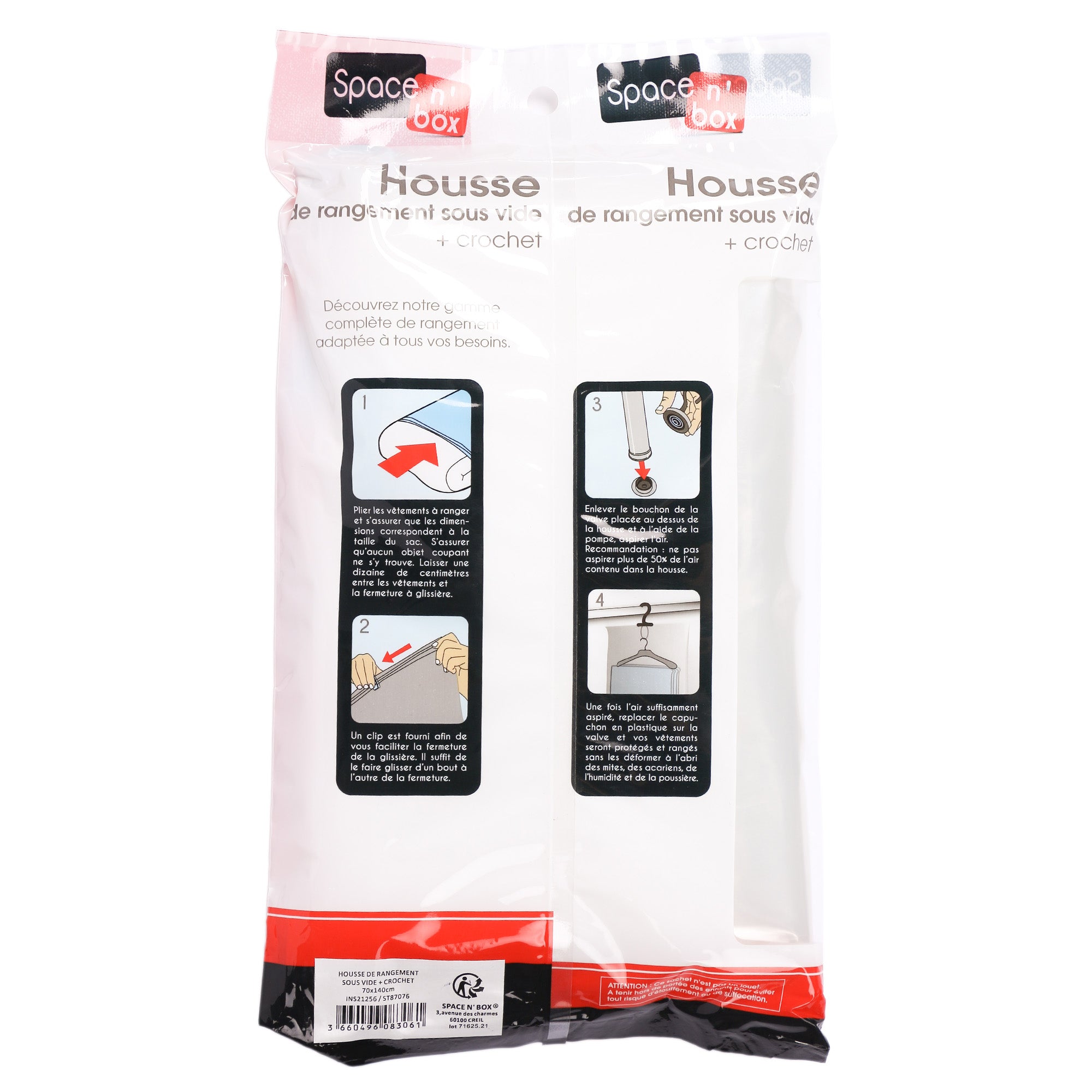 Housse de rangement sous vide + crochet