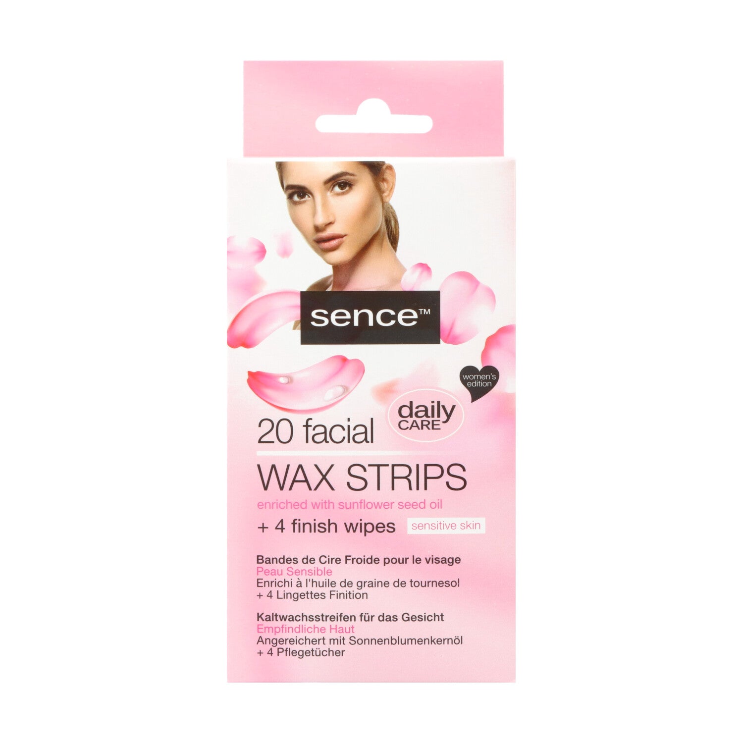 20 bandes de cire corps + 4 lingettes de finition douceur sensitive skin