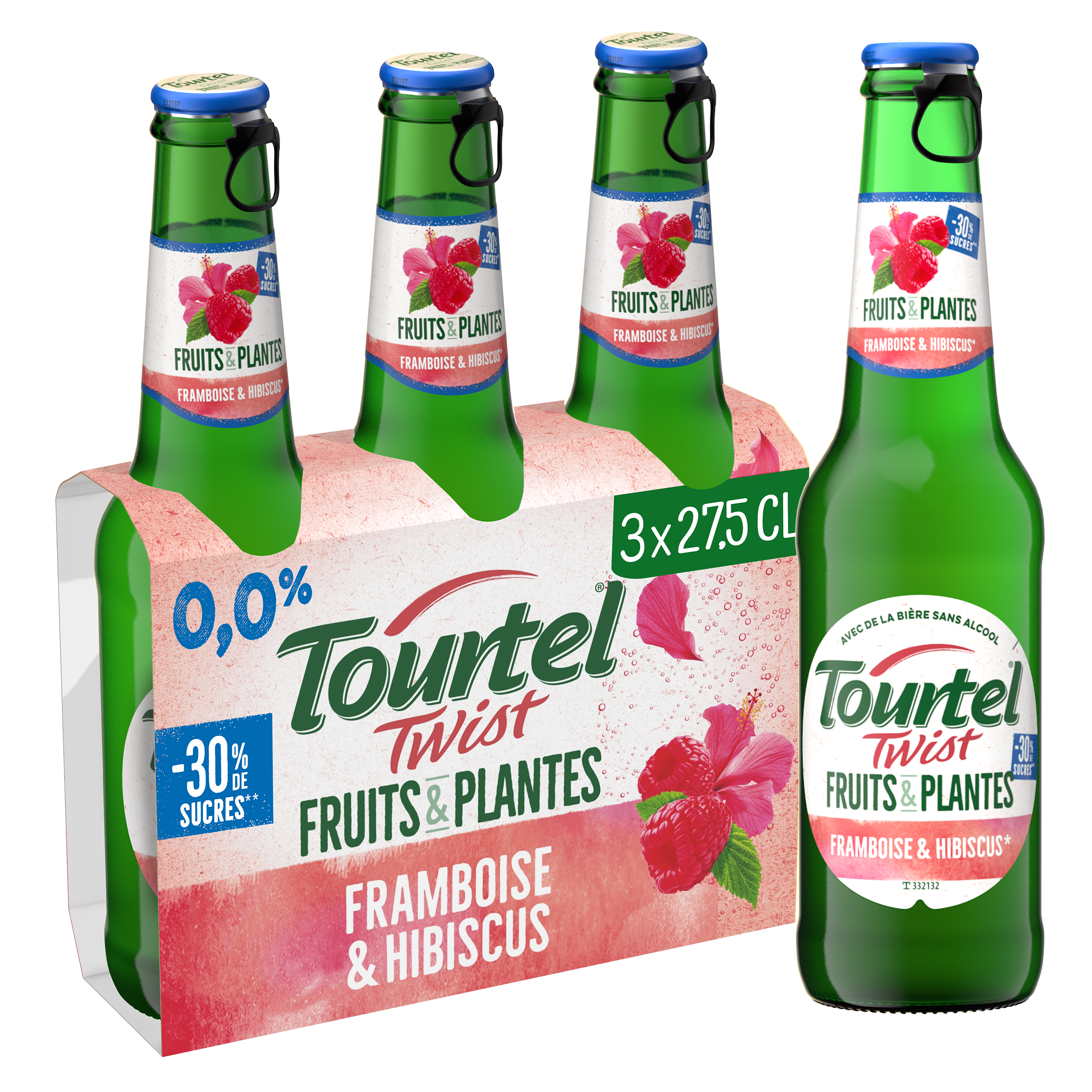 Pack de 3 x 27,5 cl Tourtel Twist framboise hibiscus