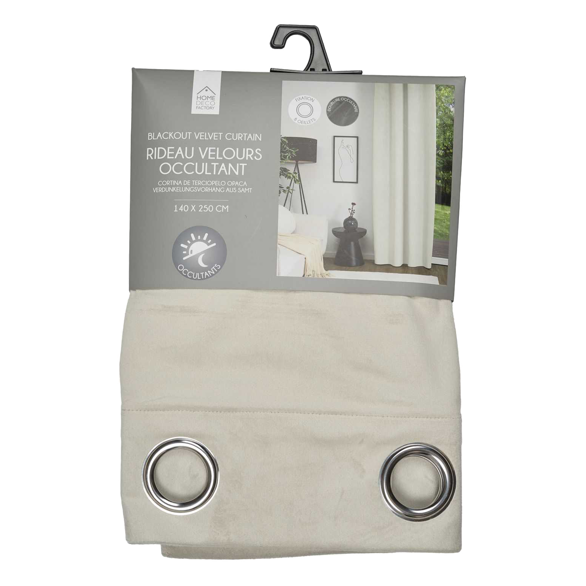 Rideau en velours occultant 140x250 cm  - Beige