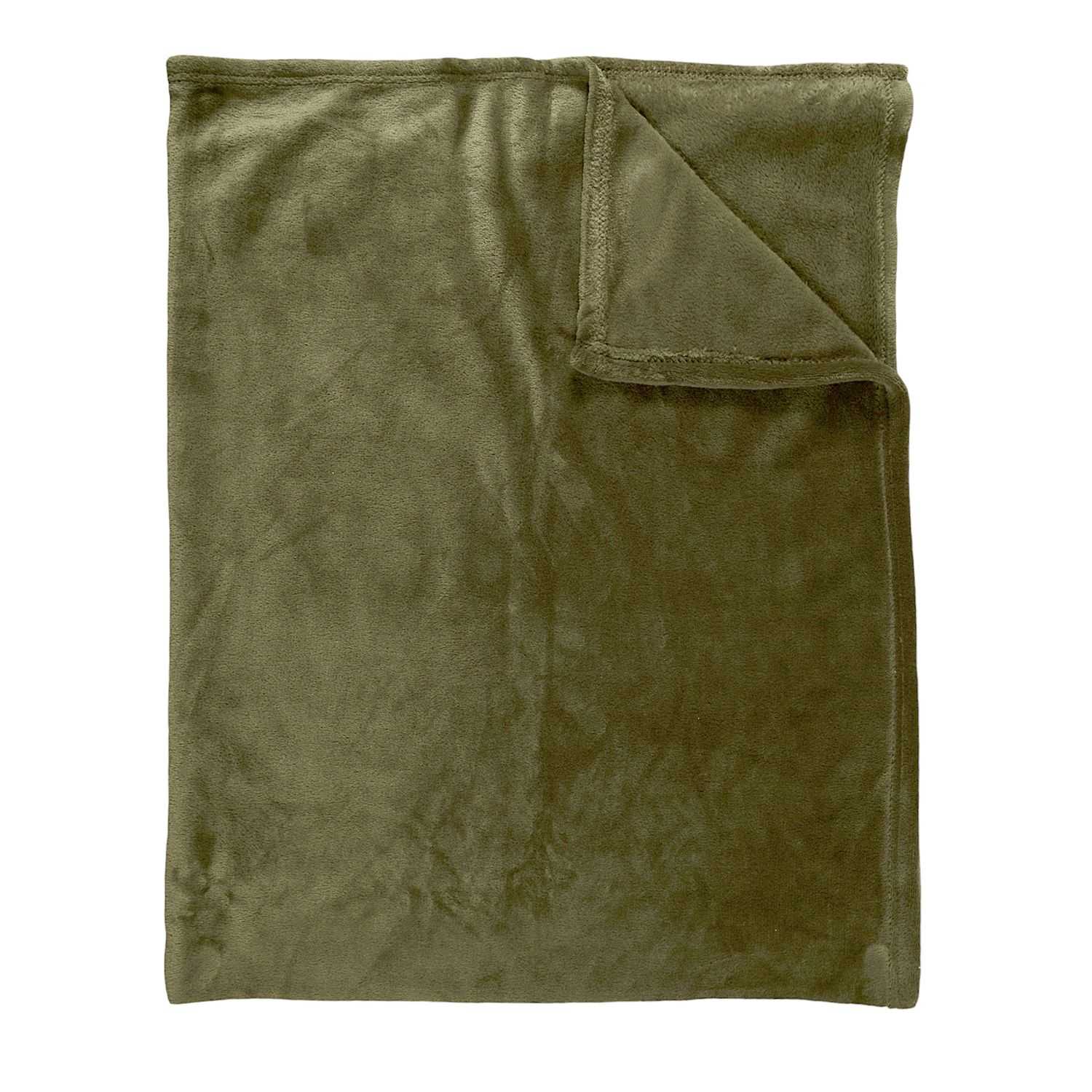 Plaid flanelle 130x170cm - Kaki
