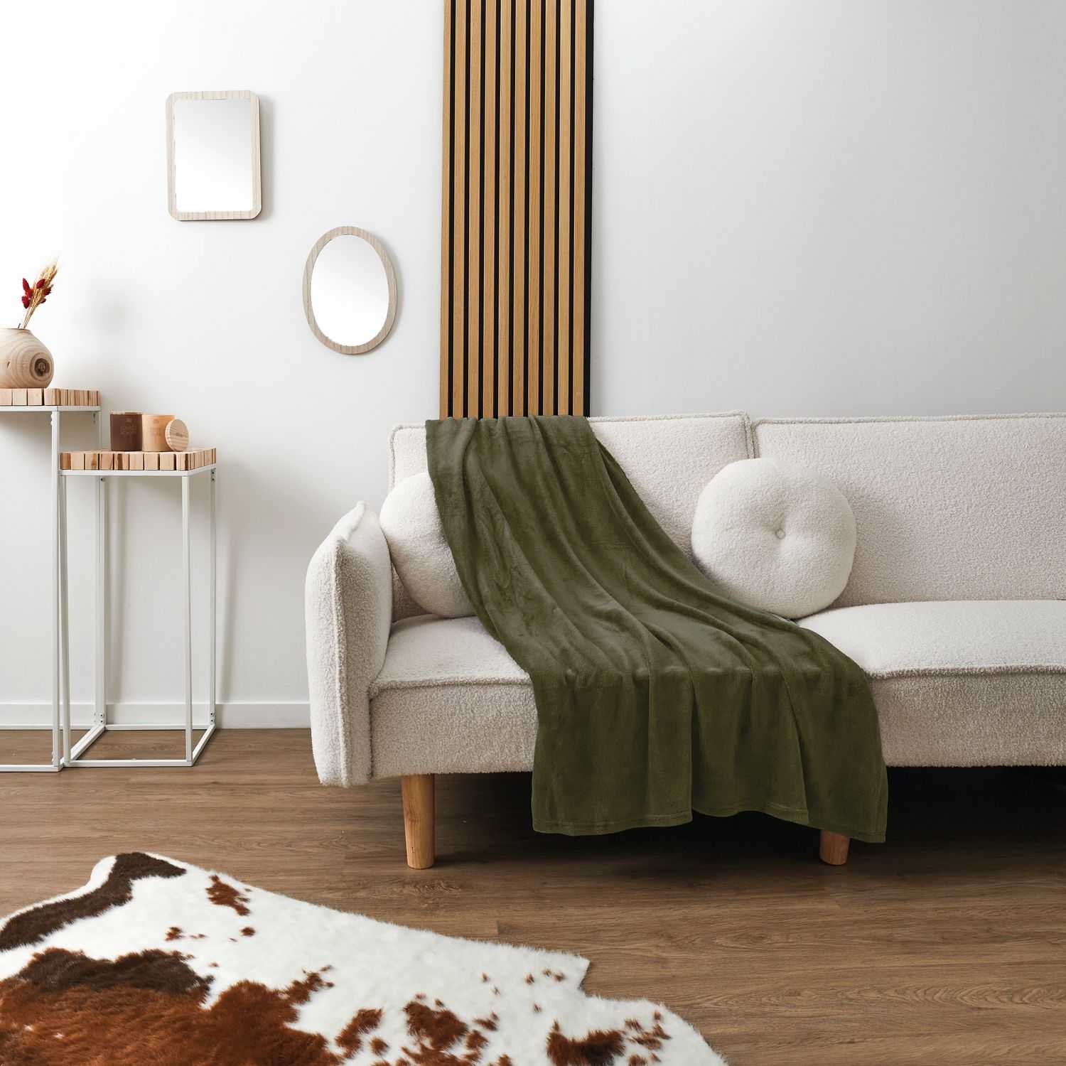 Plaid flanelle 130x170cm - Kaki