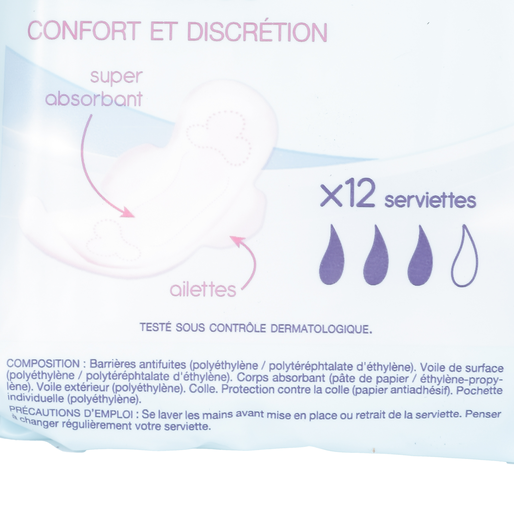 12 serviettes hygiéniques ultra minces jour