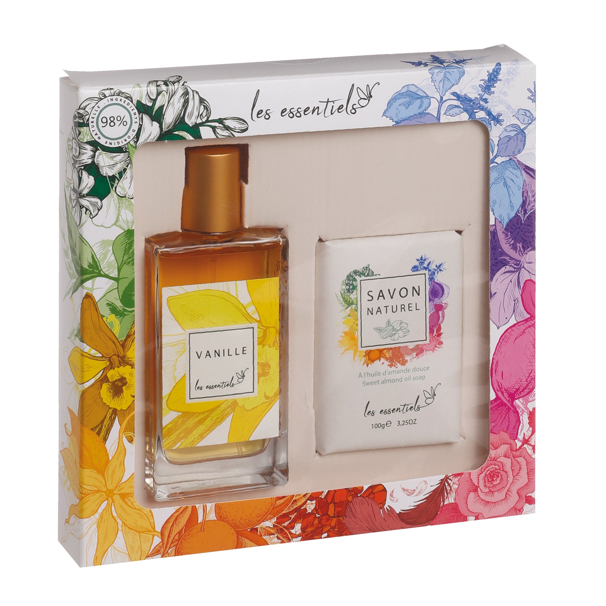 EDP VANILLE 80ML+SAVON 99,9%NATUREL AMANDE DOUCE 100GR COFFRET 2 PCS