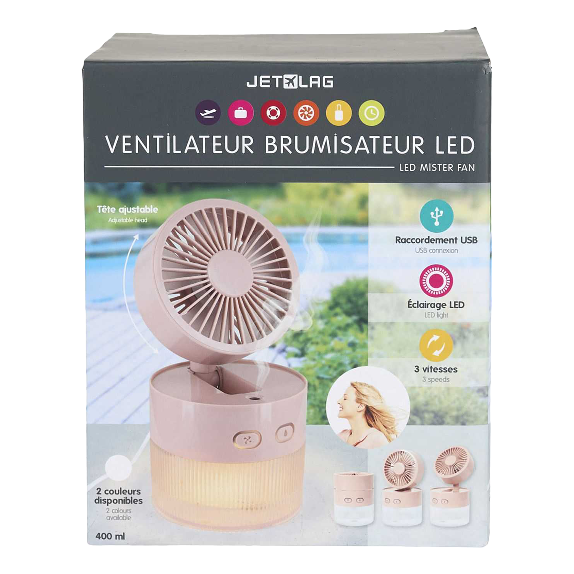 Ventilateur brumisateur USB LED orientable