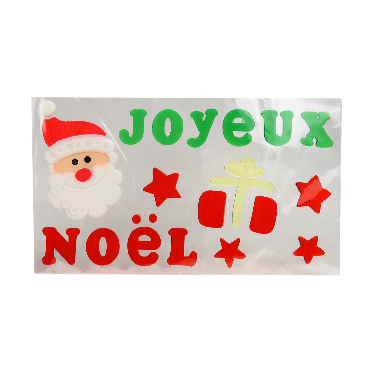 Stickers de fenetre merry xmas gel Père Noël – 14 × 0,2 × 25 cm - Vert