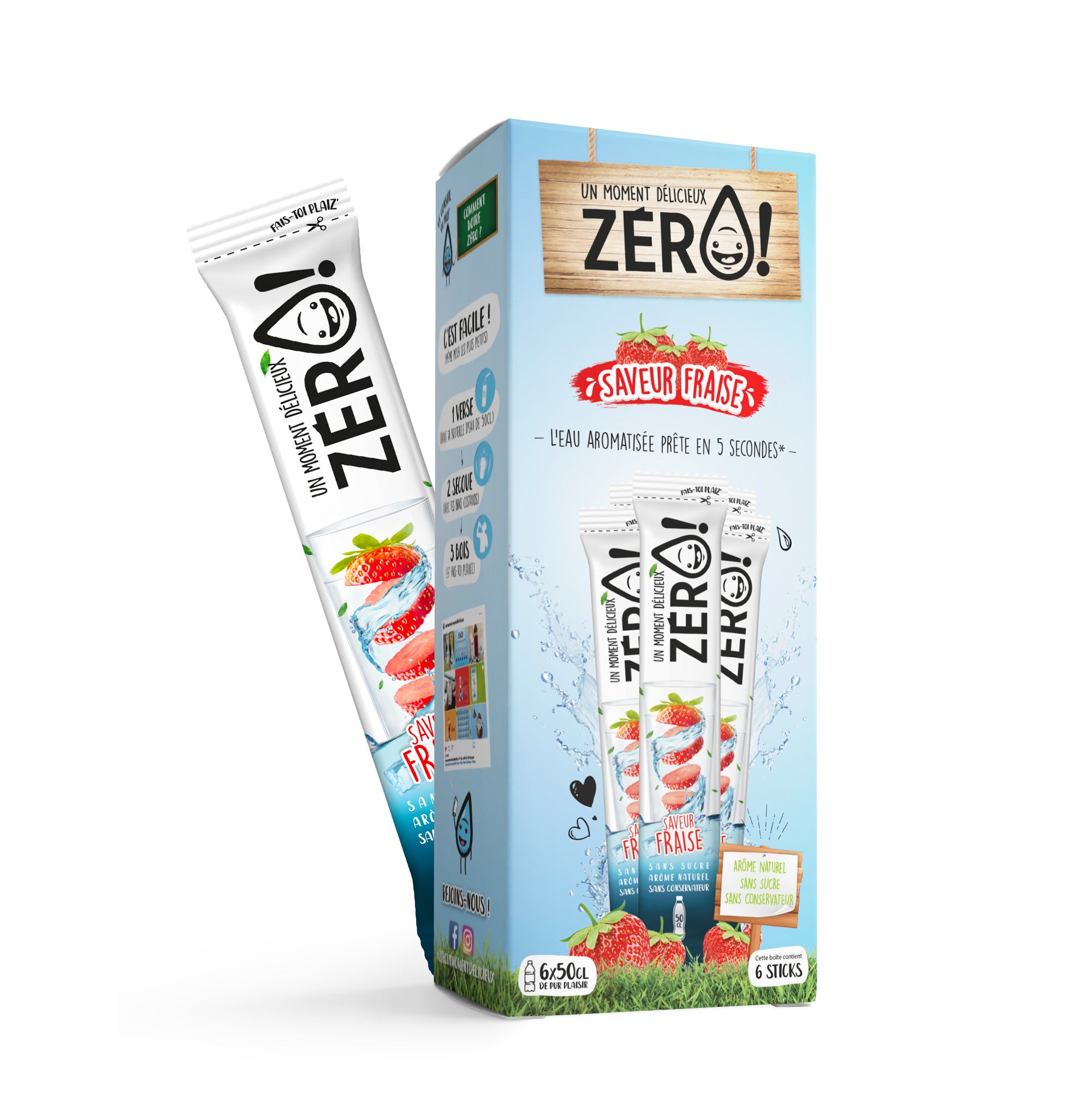 6 sticks saveur fraise