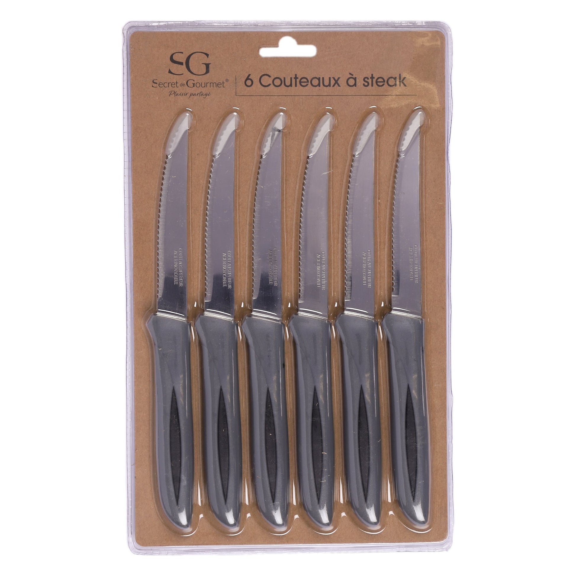 Lot de 6 couteaux à steak noir Lot de 6 couteaux à steak noir