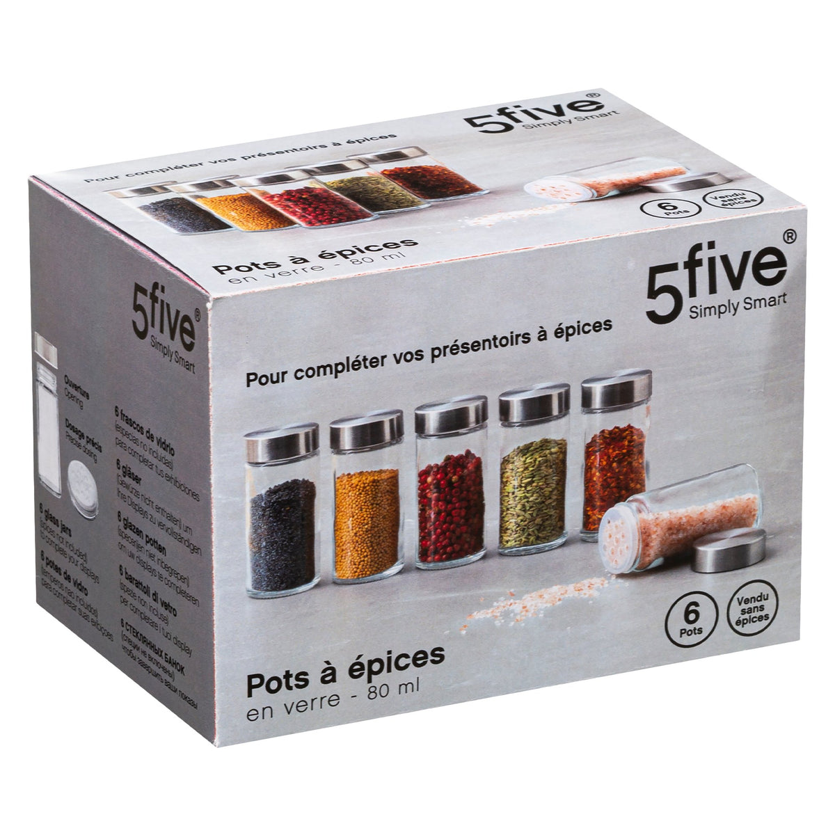 Epices de Camping 6 en 1 Transparent Bocaux à épices de la cuisine, du Sel Spice Jar Pots à Epices Plastique