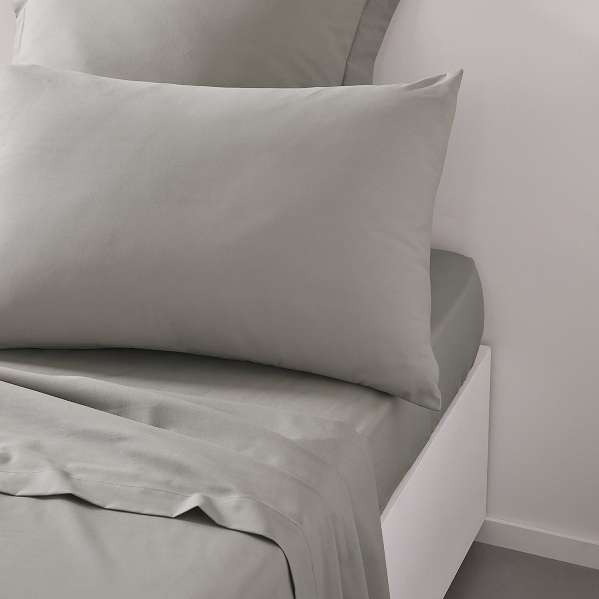 Couple De Taies D’Oreiller Max Color 100% Coton - Gris Clair 52x82cm - Fabriqué En Italie
