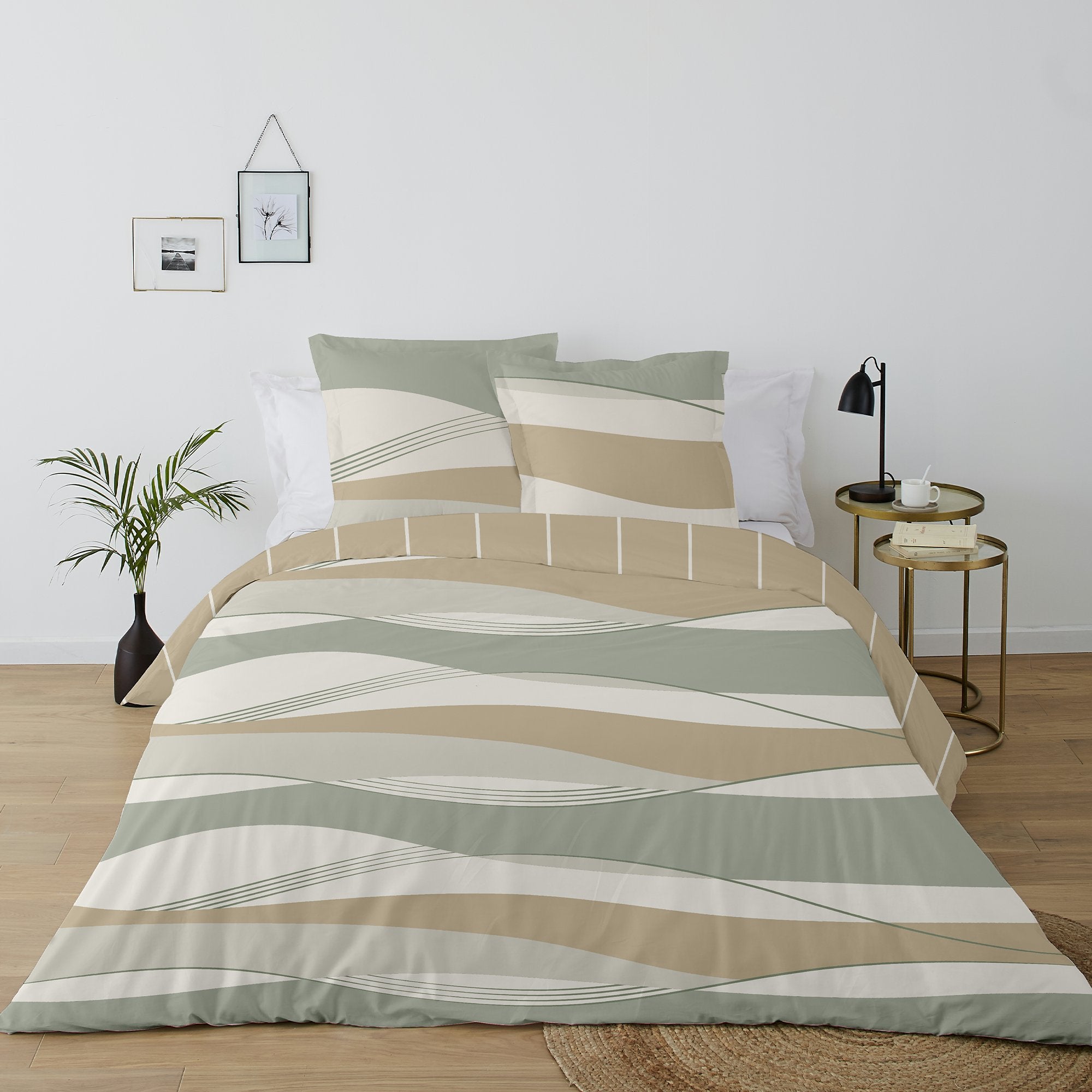 Parure housse de couette imprimée 260x240cm - Vert