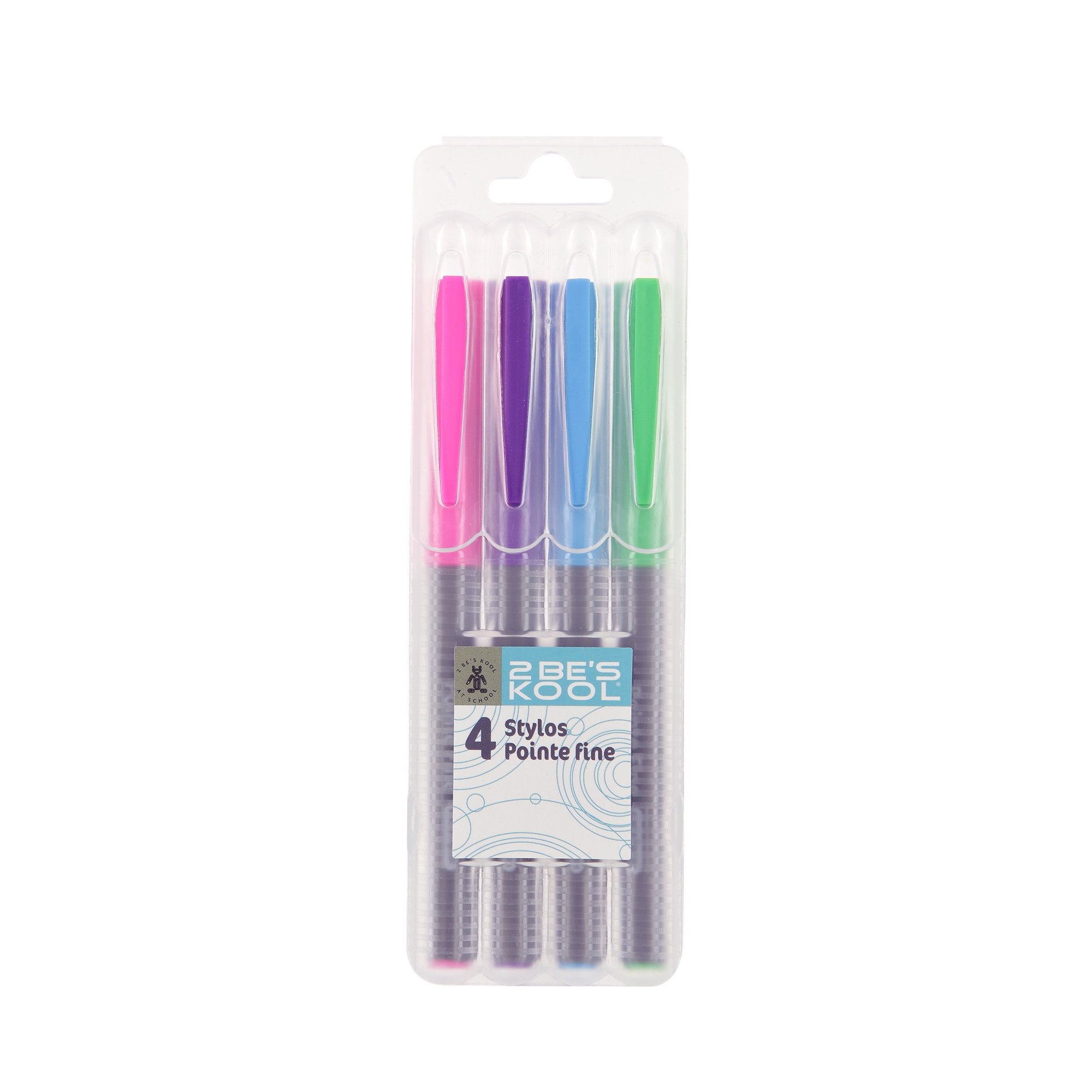 4 stylos pointe fine - Multicolore – Stokomani
