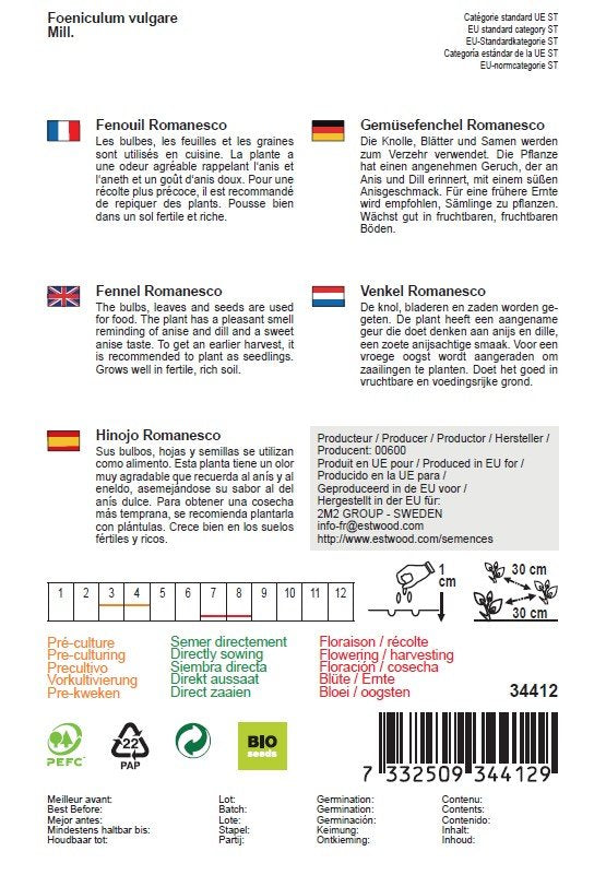 Semences de fenouil romanesco bio