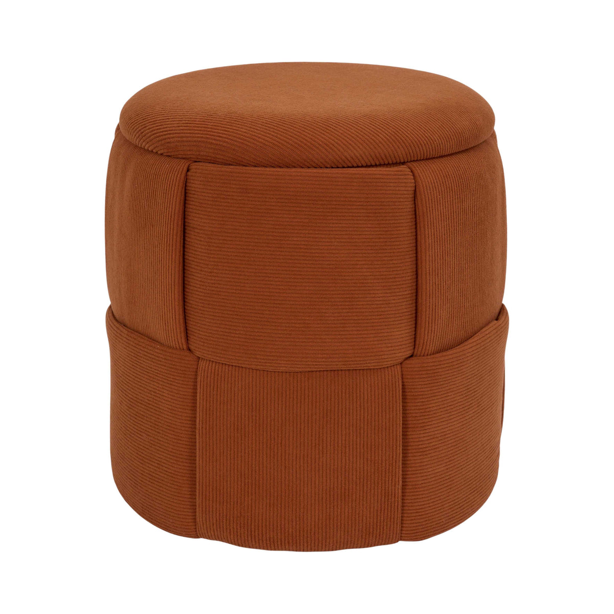 Pouf de rangement Jules tressé côtelé Home Deco Factory, terracotta